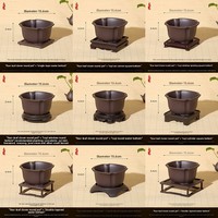 Grand pot de plante d'intérieur pour salons, spécialement conçu pour les orchidées ; en résine, style chinois, forme trèfle à quatre feuilles