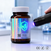 Label Hologram Vial 3D, Laminasi Hologram, Stiker Holografik, Label Hologram Cetak Logo Kustom untuk Kemasan, Dapat Dikustomisasi