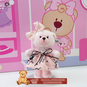 Orsetto di peluche personalizzabile OEM e ODM con vestito e fiocco, ideale come regalo per ragazze - Product Image 3