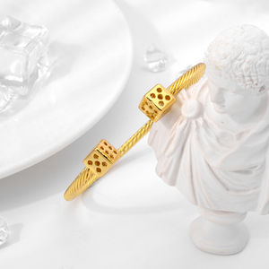 Joyería de Moda de Nigeria 2022, Brazaletes de Oro de 14K con Baño de Oro para Mujer, con Piedras de Circonio, Tamaño Personalizado, Venta al por Mayor - Product Image 3