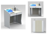 Pupitre d'Enseignant Moderne en Acier et Bois avec Support pour Ordinateur et Équipement Audiovisuel