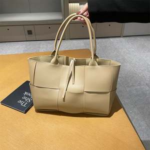 Urban Minimalist PU Leather Tote <b>Bag</b> with Stitching <b>Patchwork</b> Details Dual Straps and Phone Pocket - Product Image 3