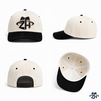 Casquette de baseball unisexe en velours côtelé bicolore crème et noir, visière contrastante, six panneaux, visière incurvée, réglable, logo brodé personnalisé