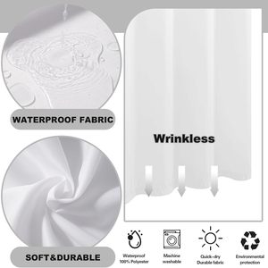 Luxury Waffle Fabric Hotel Waterproof Shower <b>Curtains</b> <b>with</b> Removable Polyester Water-Repellent Liner Shower <b>Curtain</b> - Product Image 3