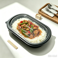 Boîte à lunch jetable en PP de qualité alimentaire pour la restauration, à usage professionnel, pour la préparation des repas, avec 2 compartiments, anti-fuite, en plastique