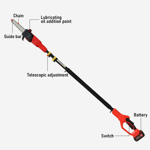 Scie à chaîne télescopique sans fil de qualité industrielle pour jardin, à batterie lithium, avec perche d'extension, OEM - Product Image 3