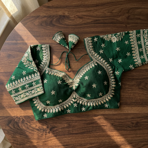 Indien le plus vendu meilleur concepteur Royal Jodha Style vert Blouse fête de mariée et Festival ethnique prêt à porter séquence travail - Product Image 2