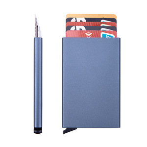 Minimalist <strong>Personalised</strong> Slim RFID Block Aluminium Metal Credit Card Holder New <strong>Mens</strong> Pop-up <strong>Wallet</strong> for Gift - Product Image 1
