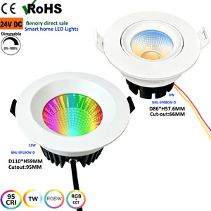 Downlight DMX 24V CRI95 12W 8W RGBW 2700K <span class=keywords><strong>IP65</strong></span>, Plafonnier PWM Loxone Tree KNX DALI2 CCT 1800K-6500K, Projecteur Blanc Tunable - Product Image 1