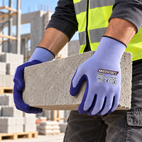 Gants de travail de sécurité MaxiPact en polyester respirant et durable, enduits de latex gaufré antidérapant, tricotés 13 jauges, pour maçonnerie et automobile