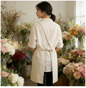 Delantal <span class=keywords><strong>de</strong></span> Cintura <span class=keywords><strong>de</strong></span> Lino y Algodón Liso con Logotipo Personalizado, Nuevo Estilo, para el Hogar, Manicura, Floristería, Restaurante, Ropa <span class=keywords><strong>de</strong></span> Trabajo Profesional - Product Image 2