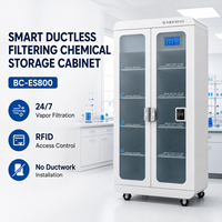 Armoire de stockage de produits chimiques sans conduit intelligente avec accès RFID, surveillance des COV et filtration moléculaire pour réactifs de laboratoire