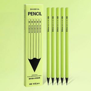 Crayons en bois noir avec corps vert, crayons promotionnels pour enfants, vente en gros, crayons de qualité supérieure en boîte avec logo personnalisé pour les écoles - Product Image 4