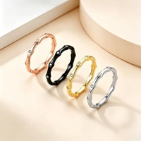 Bague de queue minimaliste en bambou micro-incrustée de zircons, accessoires de mode unisexe personnalisés et tendance, nouveauté pour le commerce international