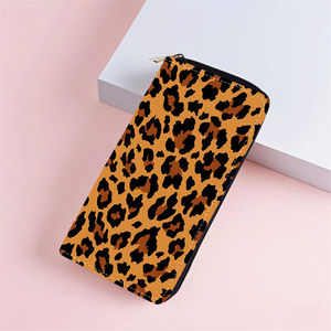 Cartera Larga de <span class=keywords><strong>Cuero</strong></span> PU con Estampado de Leopardo y Cerezas, Gran Capacidad, Tarjetero, Monedero con Cremallera, Estampado de Cebra, Impermeable - Product Image 4
