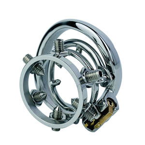 Jaula <span class=keywords><strong>de</strong></span> Castidad FRRK Easy Pee con Púas Desmontables, Anillo <span class=keywords><strong>de</strong></span> Acero Inoxidable para Pene, Anillos Metálicos para Pene, Doble Círculo Soldado, Juguetes para Adultos - Product Image 2