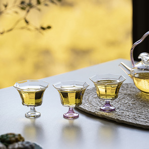 Octagonal Stemmed Glass <b>Teacup</b> Transparent For Green Tea Personal Tasting Cup For Women - Product Image 2