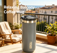 Gobelet isotherme à café octogonal en acier inoxydable 304 de 350 ml et 450 ml avec logo personnalisé, tasse de voyage portable avec cordon