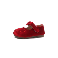 Chaussures de princesse en velours doux pour filles, motif cœur, nœud décoratif, style Mary Jane, pour filles de 3 à 12 ans, vente en gros d'usine