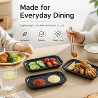Assiette rectangulaire en mélamine noire sans BPA, écologique, incassable, de qualité alimentaire, compatible lave-vaisselle, pour apéritifs/sauces de fête