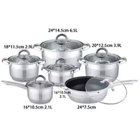 Nouveauté : Ensemble de casseroles et poêles multifonctions en acier inoxydable à fond épaissi, faciles à nettoyer, avec poignée et couvercle en verre transparent