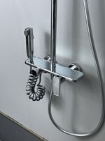 Ensemble de douche en cuivre avec barre coulissante, pommeau de douche circulaire à jet pluie, robinet mural pour salle de bain, villa, appartement, style moderne