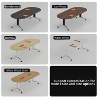 Table de conférence de bureau en bois multifonctionnelle au design moderne avec des fonctionnalités modulaires pliables et extensibles pour usage commercial