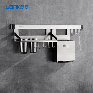 Étagère <span class=keywords><strong>murale</strong></span> de rangement pour épices, support en acier inoxydable 304, stockage des ustensiles de cuisine, étagère combinée - Product Image 2
