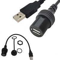 USB 2.0 mâle vers femelle avec fonction étanche et joint en caoutchouc pour tableau de bord de voiture et bateau