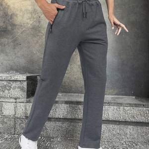 Pantalon décontracté d'été pour homme, personnalisable, en toile légère, douce et respirante, élastique sur quatre côtés, taille mi-haute, coupe droite, teint uni - Product Image 3