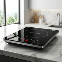 Table de cuisson à induction intelligente haute puissance 2200W avec 8 modes de cuisson, plaque en verre cristal noir, cuisinière électrique pour la cuisine à domicile