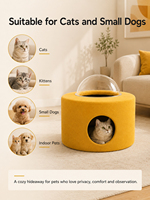 Mobilier pour chat design : Maison avec transat bulle transparente, finition velours doux, niche cachée et style moderne