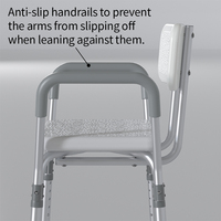Chaise de douche et de toilette pour personnes âgées et handicapées, avec accoudoirs portables, base stable, outils de réglage de la hauteur, sécurité dans la salle de bain