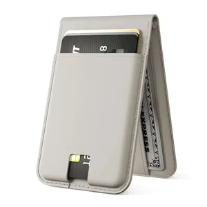 आईफोन स्मार्टफोन मैग्नेटिक कार्ड धारक के लिए नया शॉकप्रूफ पु चमड़ा कार्ड धारक सेल फोन चुंबक कार्ड बैग केस