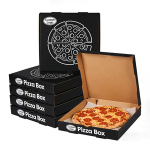 Boîte à pizza en papier noir imprimée sur mesure, prix bas, écologique, en carton ondulé, 8, 10, 12 pouces, avec logo - Product Image 1