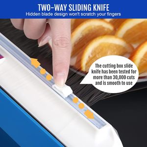 Plastic Wrap Dispenser with Slide <b>Cutter</b>, Reusable Cling Film Dispenser, Multifunctional Kitchen Organizer for Cling Wrap - Product Image 4