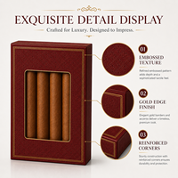 Boîte à cigares de luxe rouge gaufrée avec fenêtre, estampage à chaud doré, emballage en carton premium pour tabac, coffret cadeau pour 4 cigares