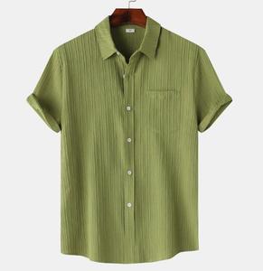 Vendita calda camicetta estiva con risvolto tinta unita camicia da <span class=keywords><strong>uomo</strong></span> con bottone a manica corta <span class=keywords><strong>abbigliamento</strong></span> <span class=keywords><strong>firmato</strong></span> da <span class=keywords><strong>uomo</strong></span> - Product Image 6