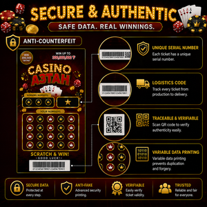 Factory Custom Full Color Patterns Digital Printing Lottery Ticket High Security Variable Data Scratch Lottery Card - Product Image 6
