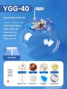 Petit aquarium en plastique anti-chute, rond, décoratif, pour salon et bureau, avec garantie de 2 ans - Product Image 6