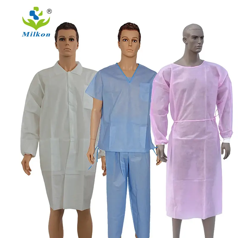 Fabricante ODM/OEM para roupa de esfoliação descartável, roupa não tecida para exame de pacientes, roupa descartável para quimioterapia