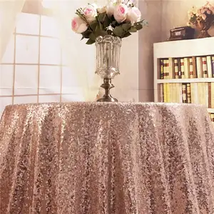 Großhandel Baby-Beißzimmer Dekor Nachtisch Kuchen Glitzer Hochzeit Tischtuch Abdeckung 108 Zoll rundes rosa goldene Pailletten-Tischtuch