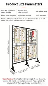 Présentoir de sol pliable polyvalent, hauteur <span class=keywords><strong>160</strong></span>-200 cm, cadre en fer peint, grille en fil de fer de 3,5 mm pour galeries et marchés nocturnes - Product Image 2