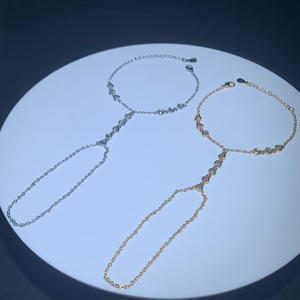 Nueva joyería <span class=keywords><strong>esclava</strong></span> 5A bisel en forma de corazón Cubic <span class=keywords><strong>Zirconia</strong></span> CZ Sparking lujo moda mujer pulsera <span class=keywords><strong>con</strong></span> anillo - Product Image 5