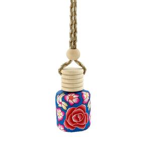 10ml Round Colorful Polymer Clay Hanging <b>Car</b> Perfume Diffuser Glass Bottle With Wood Cap - Product Image 6