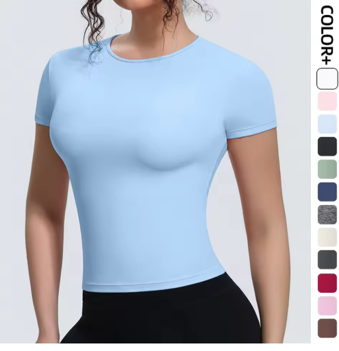 Wholesale Women Short Sleeve Yoga Top Naked Feeling Breathable Fitness Shirt Nylon Spandex Workout T-shirt Sportswear