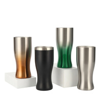 Mug à bière en acier inoxydable 304 à double paroi isolé sous vide avec design conique et couvercle à vis anti-chute pour la maison et les voyages