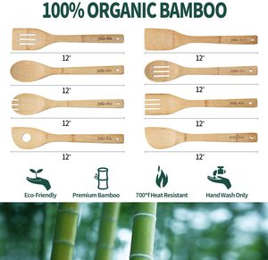<span class=keywords><strong>Kit</strong></span> d'ustensiles de cuisine en bambou, ensemble de couverts naturels, 8 pièces - Product Image 4