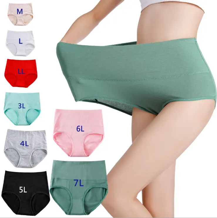 Großhandel High Waisted Plus Size Atmungsaktive Damen Damen Baumwolle Nahtlose Unterwäsche Höschen Slips für Frauen