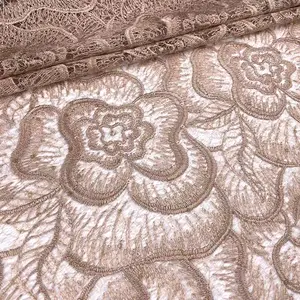 High Quality Dyed Water Soluble Embroidery Lace Fabric Plain Embroidery 3mm Sequins embroidery for Dress